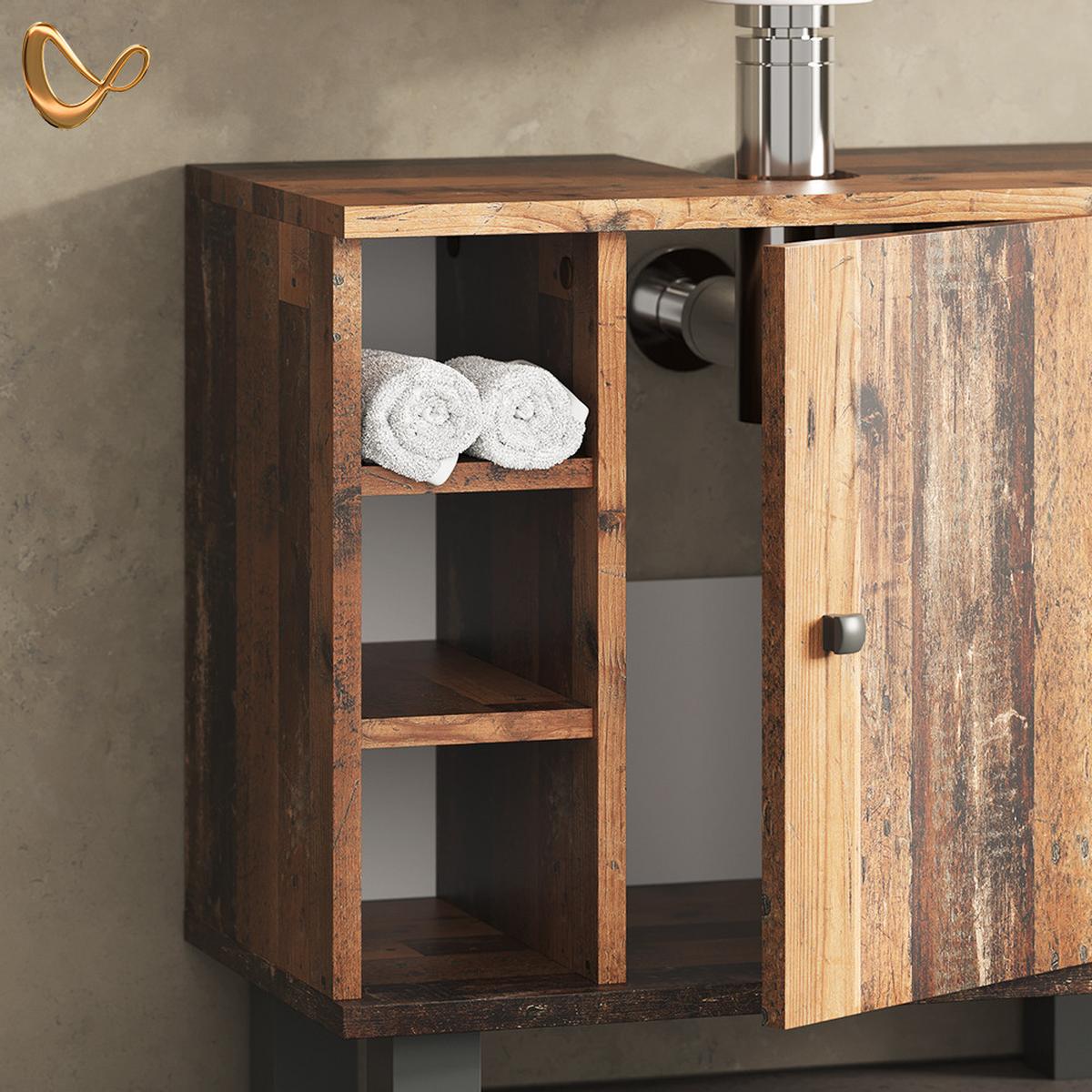 WASCHBECKENUNTERSCHRANK Fucino Antikholz 60 x 54 cm - Alteiche, Holzwerkstoff (60/54/32cm) - Livinity®