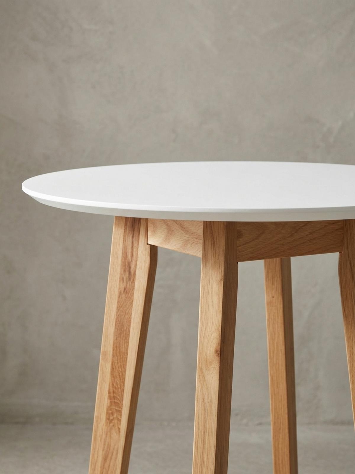 BARTISCH – Skandinavisch, Eiche, rund, 50 kg Belastbarkeit - Weiß/Braun, Eichenholz/Holz (60/60/110cm) - KADIMA DESIGN