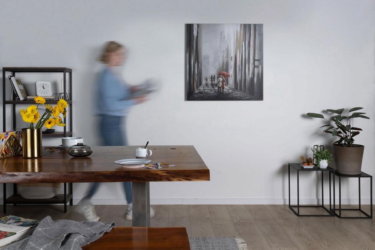 ÖLGEMÄLDE 80/80 cm - Schwarz/Grau, Holz/Textil (80/80cm) - KUNSTLOFT
