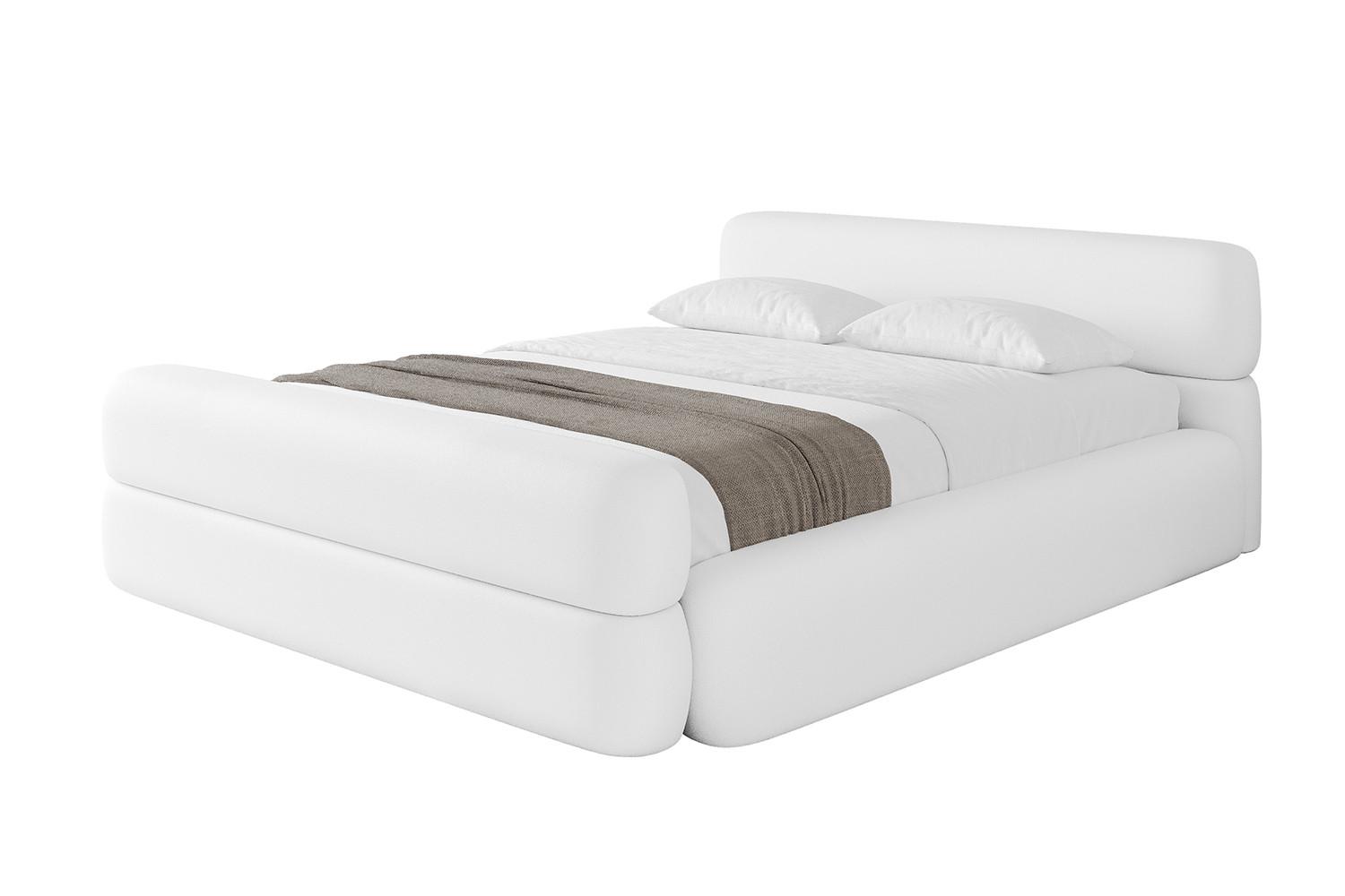 POLSTERBETT mit Bettkasten, Fußteil und Lattenrost, Boxbett ohne Matratze - ENORA-Z-V1 180x200 Weiß Kunstleder - Weiß Hochglanz, Holzwerkstoff/Textil (180/200cm) - ALTDECOR