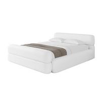 POLSTERBETT mit Bettkasten, Fußteil und Lattenrost, Boxbett mit Matratze H3/H4 - ENORA-Z-V1 180x200 Weiß Kunstleder - Weiß Hochglanz, Holzwerkstoff/Textil (180/200cm) - ALTDECOR