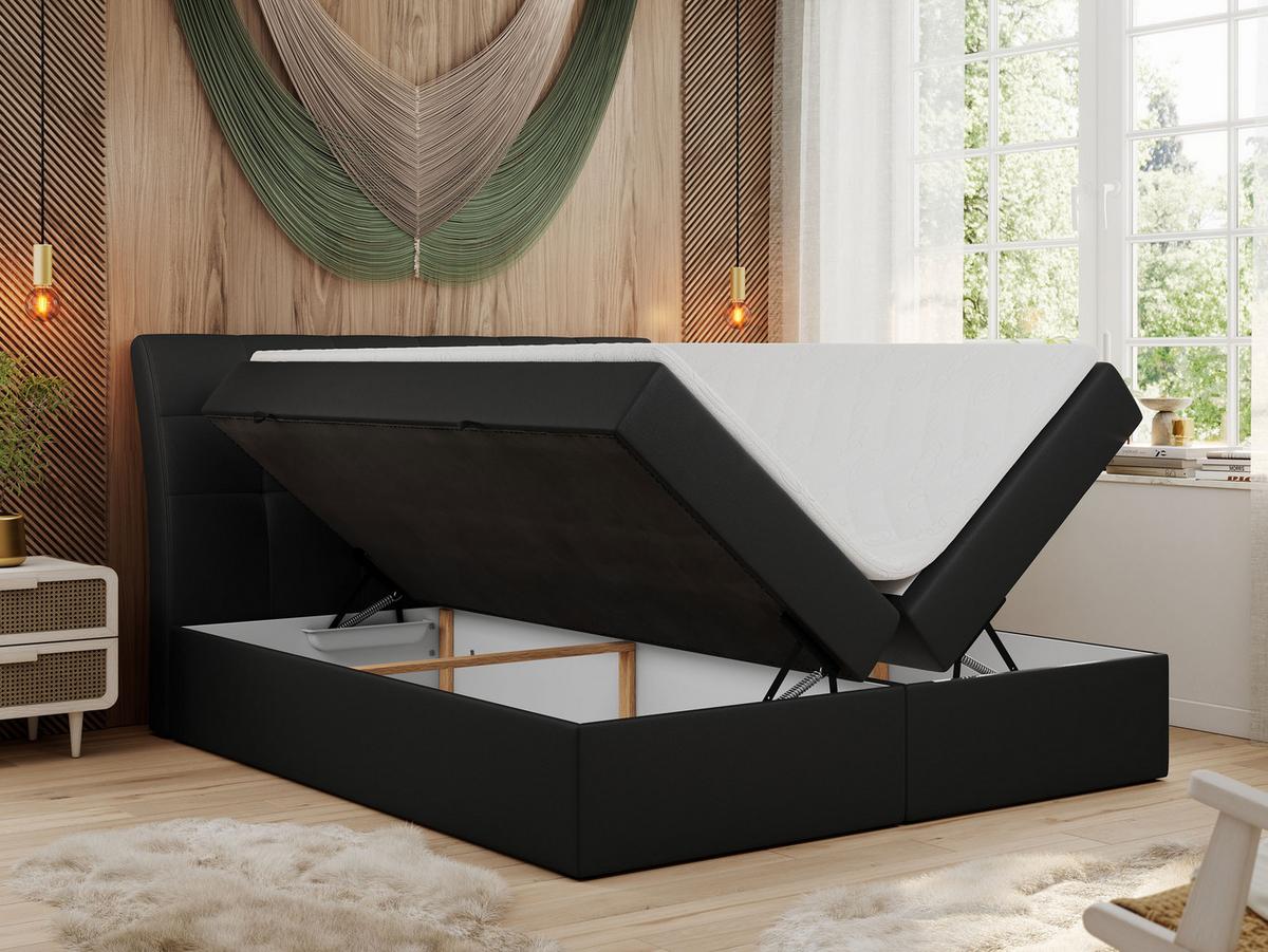 BOXBETT DIEGOS 180/200 Schwarz Kunstleder - H3 - Schwarz, Holz/Textil (180/200cm) - MKS