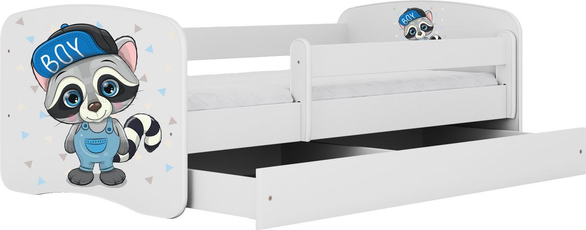 KINDERBETT Emily mit Schublade und Matratze, Weiß 70x140cm - Blaugrau, Holzwerkstoff (140/70cm) - WFL GROUP