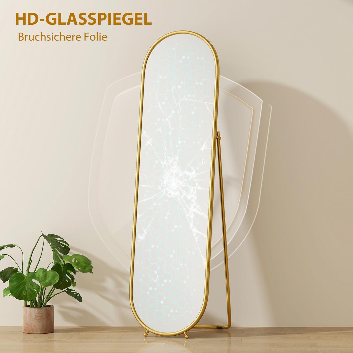 GANZKÖRPERSPIEGEL Metall Glas Gold - Goldfarben, Glas (4/180/50cm) - HOMCOM