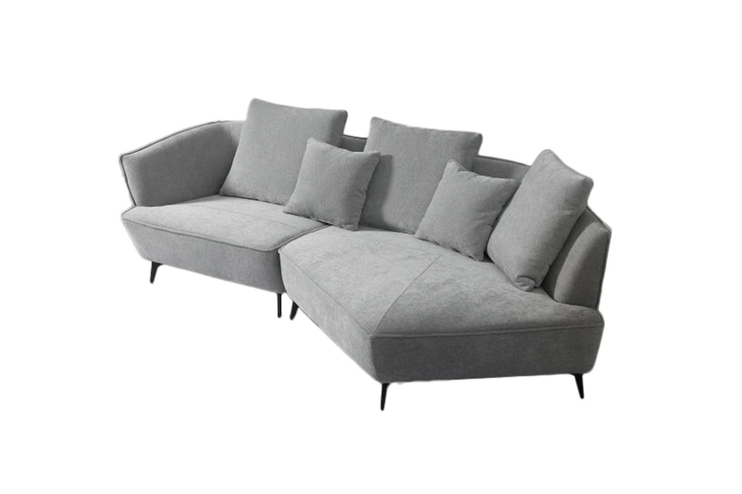 DESIGNSOFA GARBO Grau Webstoff - Schwarz/Grau, Textil/Metall (280/92/158cm) - KAWOLA