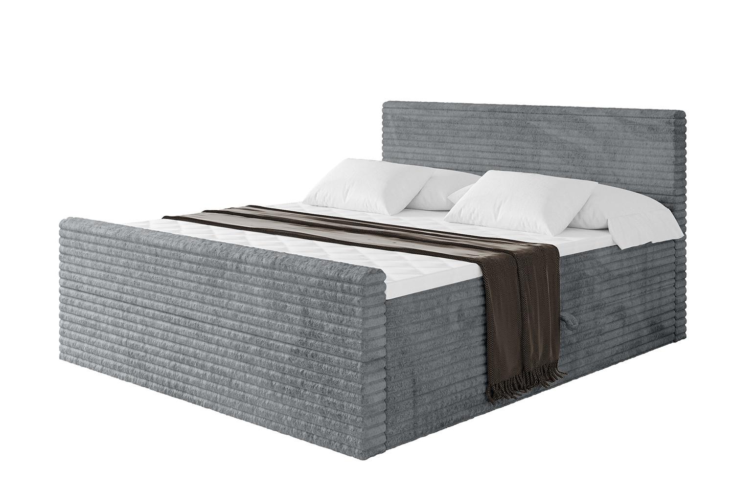 BOXBETT mit Matratze H4 und Lattenrost - TOLO-Z-v1 - 160x200 Cord - Dunkelgrau - Dunkelgrau, Holzwerkstoff (160/200cm)
