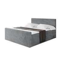 BOXBETT mit Matratze H3 und Lattenrost - TOLO-Z-v1 - 140x200 Cord - Dunkelgrau - Dunkelgrau, Holzwerkstoff (140/200cm)