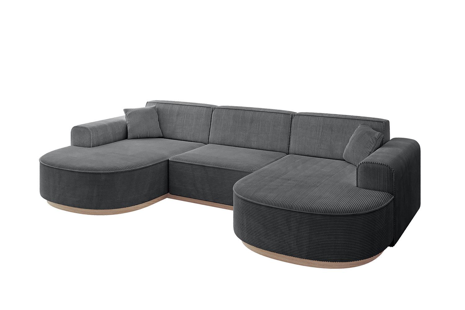WOHNLANDSCHAFT MARI-U1-v1 - 303x171x83 cm Dunkelgrau Cord - Dunkelgrau, Holzwerkstoff/Textil (303/83/171cm) - ALTDECOR