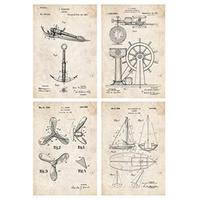 POSTER Set mit 4 Jahrgang StiefelPatent A4 Schwarzer Rahmen - Schwarz, Papier (29.7/3cm) - Nacnic