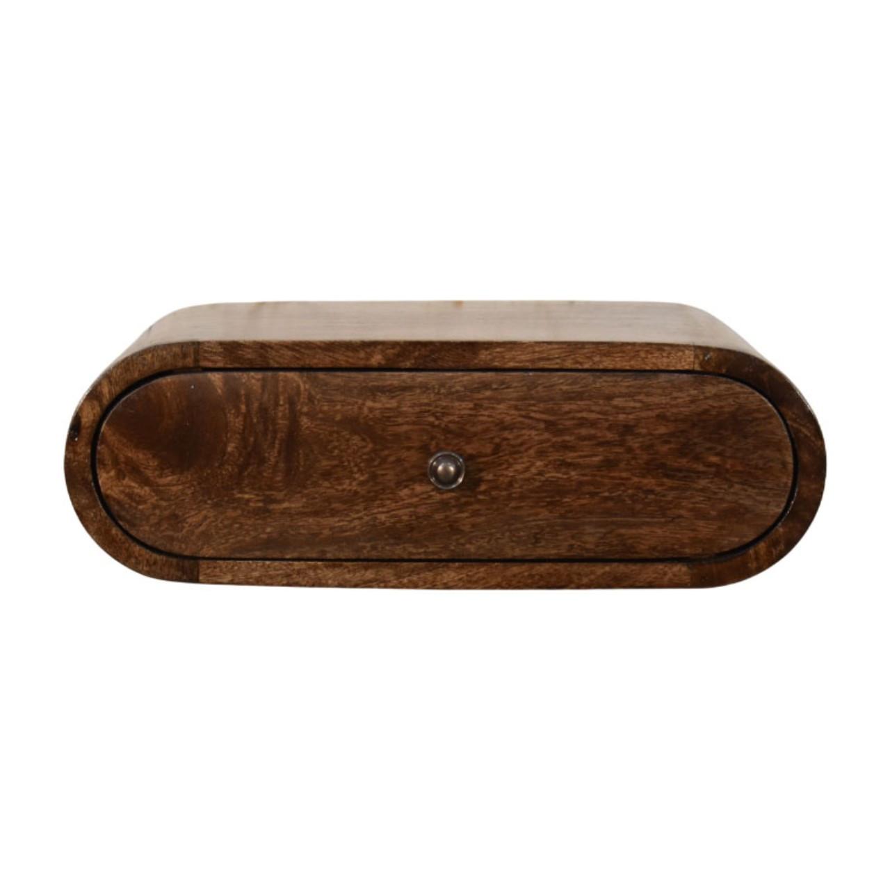 NACHTTISCH Abgerundet, wandmontiert in Classic Grey-Finish - Dunkelbraun/Messingfarben, Holz/Metall (45/15/32cm) - Artisan Furniture