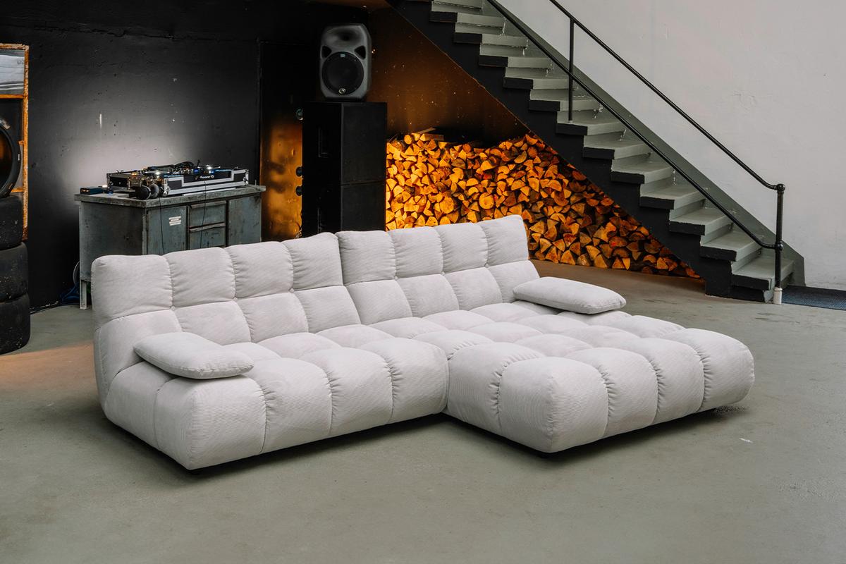 SITZGRUPPE VIVIEN 3ER SET Silber Cord (1er-Set) - Silberfarben, Kunststoff/Textil (510/85/359cm) - KAWOLA