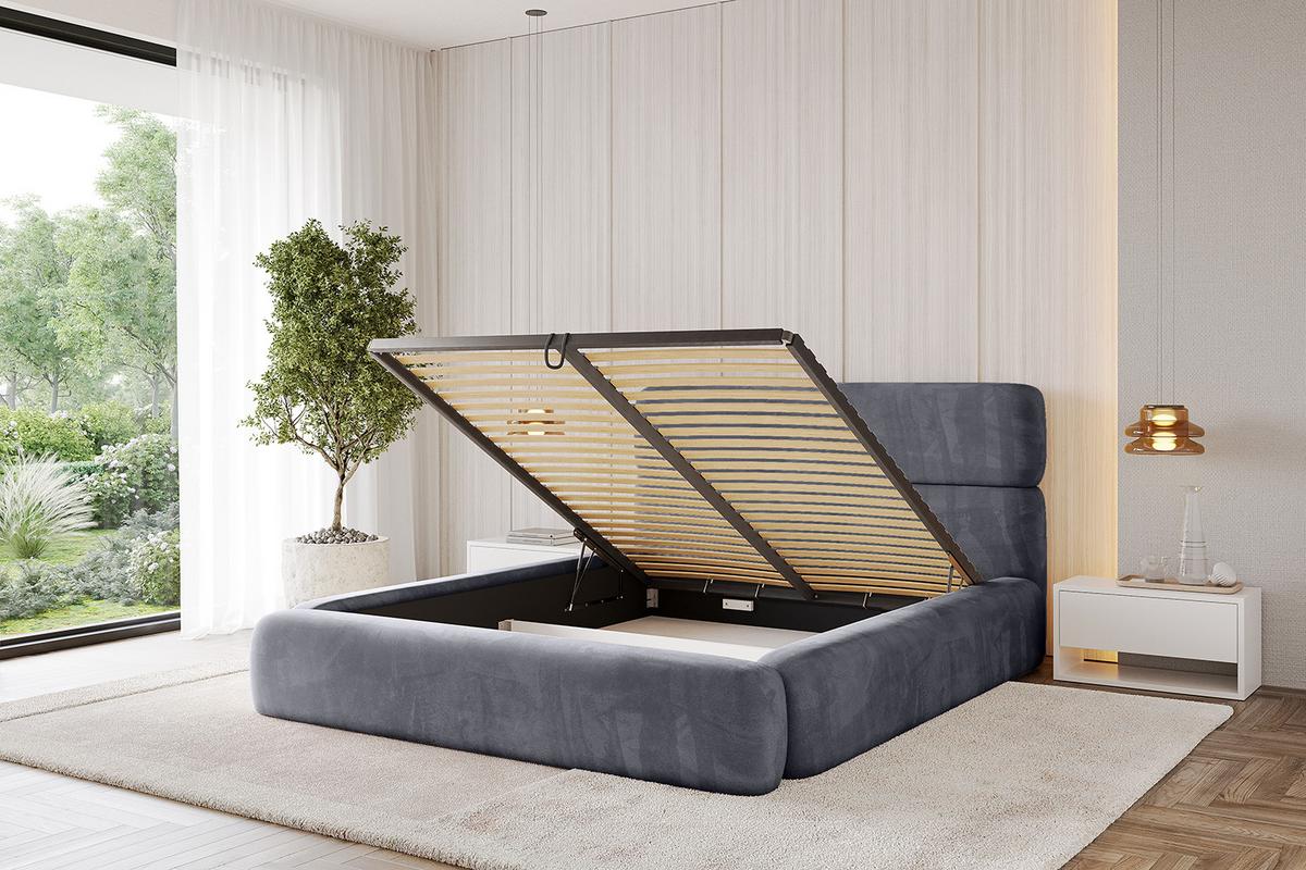 POLSTERBETT mit Bettkasten und Lattenrost, Boxbett ohne Matratze - ENORA 180x200 Dunkelgrau - Dunkelgrau, Holzwerkstoff/Textil (180/200cm) - ALTDECOR