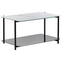COUCHTISCH Marmor Optik weiß/schwarz rechteckig Gloster - Schwarz/Weiß, Glas (47/77/40cm) - Beliani