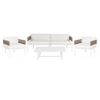 LOUNGE-SET 4-sitzer Symmetrisch Aluminium Weiß Serla - Beige/Weiß, Metall - Beliani