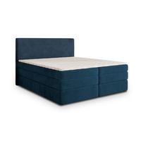 BOXSPRINGBETT MATERN 140x200 cm mit Matratze und Topper - Blau - Blau, Holz (140/200cm) - MASSENO