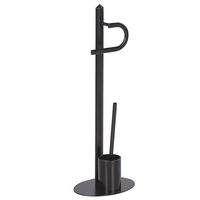 TOILETTENPAPIERHALTER mit Bürste Metall Schwarz Sarto - Schwarz, Metall (28/78/20cm) - Beliani