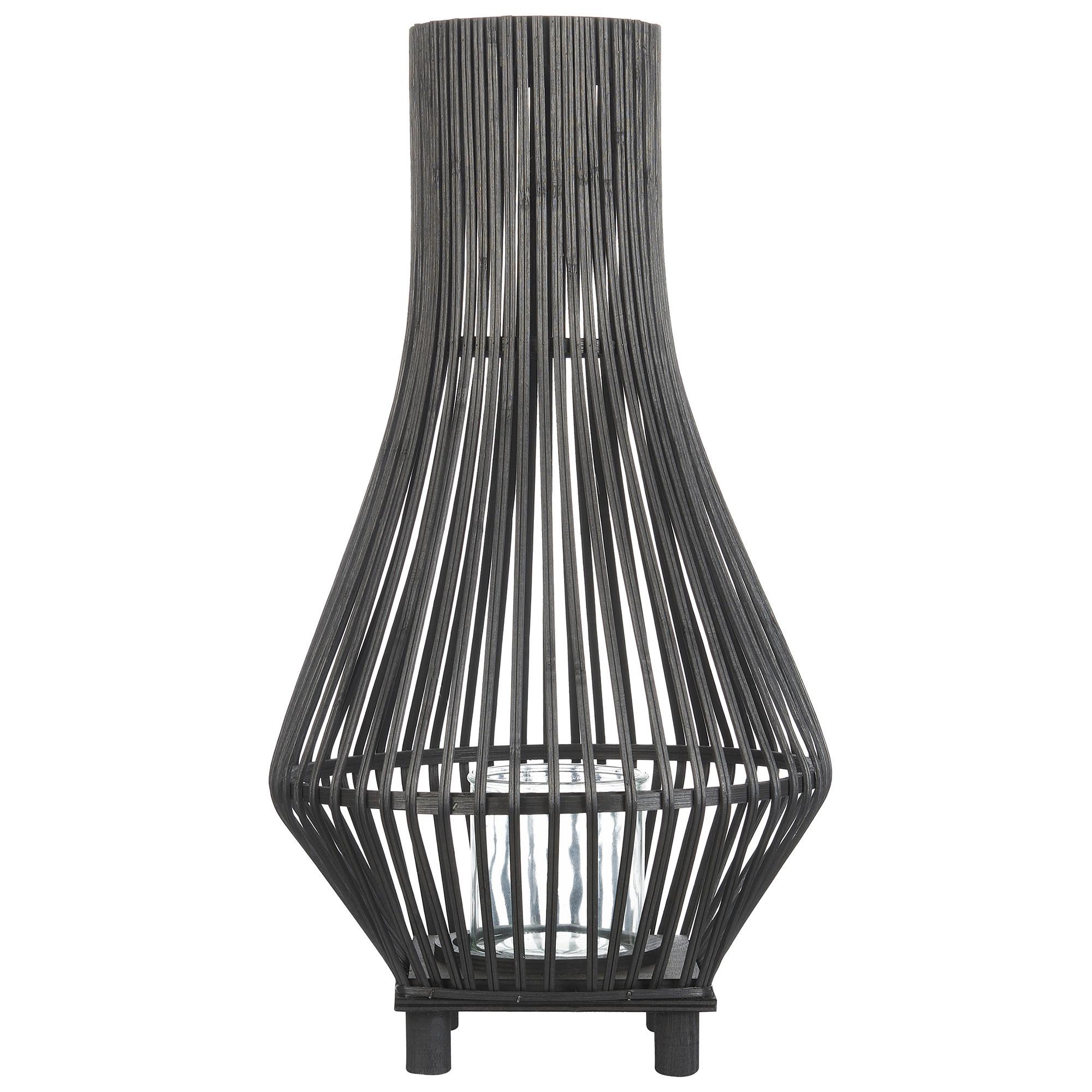 LATERNE Schwarz Leyte - Schwarz, Holz (30/58/30cm) - Beliani