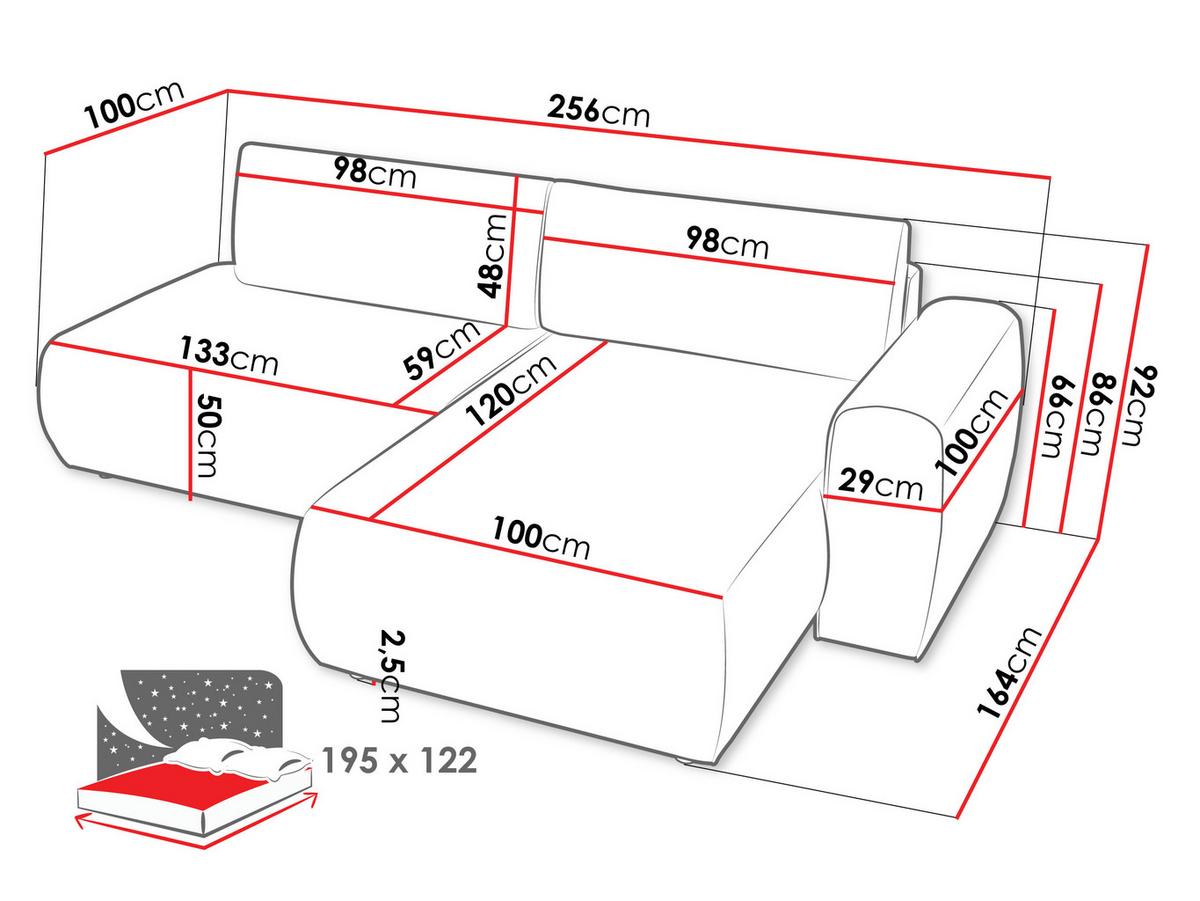 ECKSOFA Mila - Hellgrau/Schwarz, Holzwerkstoff/Kunststoff (164/264cm) - MIRJAN24