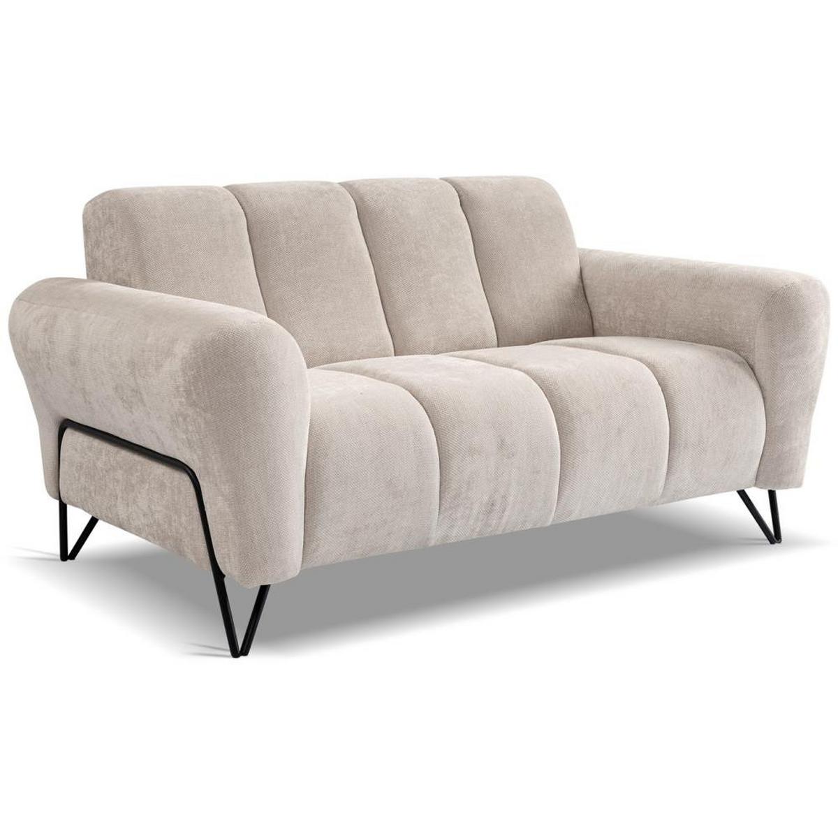 SITZGARNITUR Volare Sofas+Sessel, ohne Schlaffunktion, Hellbeige - Beige/Schwarz, Textil/Metall (220/83/98cm) - Beautysofa