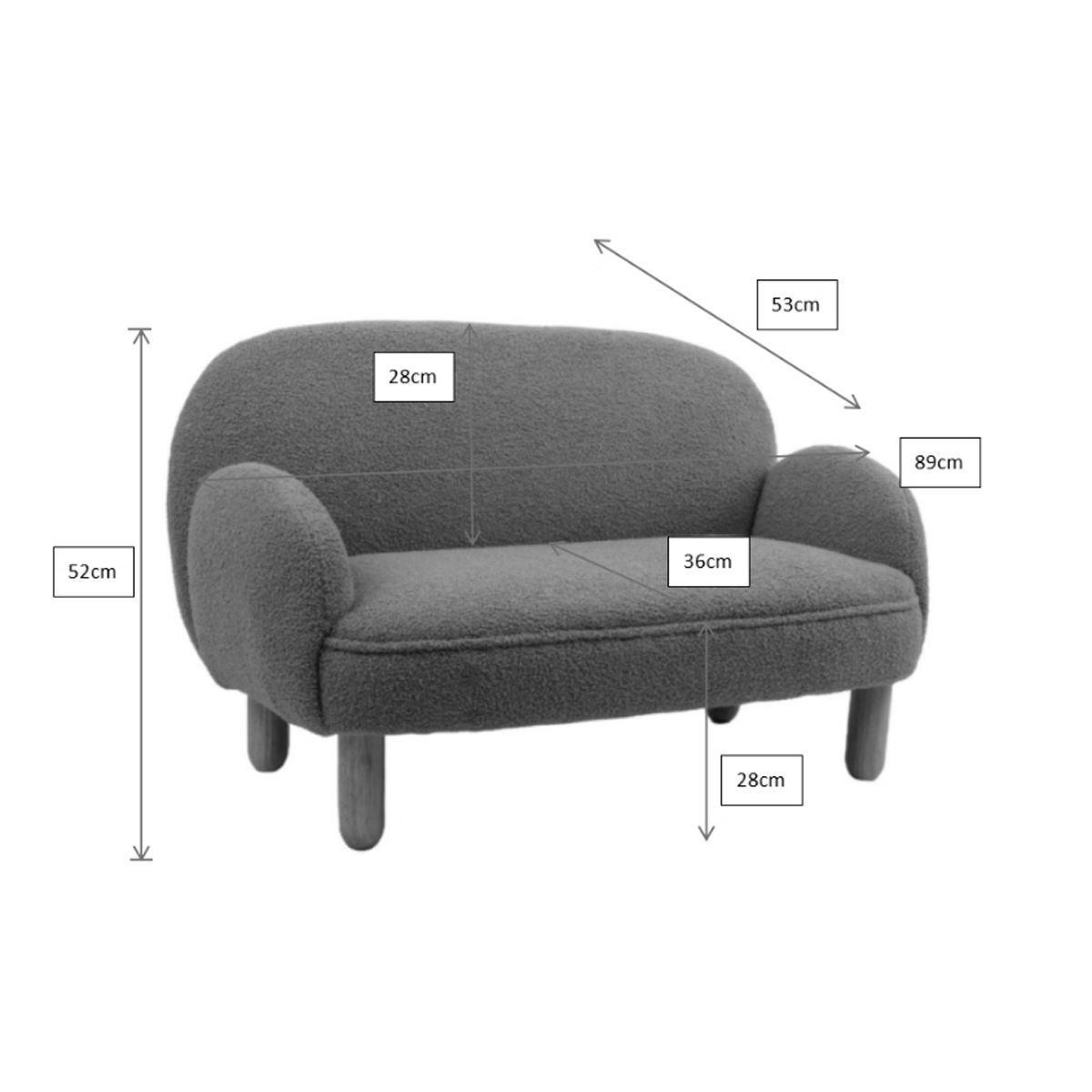 KINDERSOFA Keila komfortabel und bequem weicher Bouclé Stoff in blau - Blau, Kunststoff (53/52/89cm) - 58aufmkessel