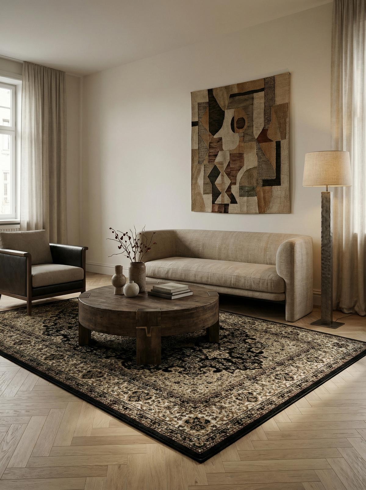 TEPPICH Kurzflor GEISLER in Schwarz, orientalisch, aus Polypropylen, 240 x 340 cm - Beige, Textil (340/240cm) - KADIMA DESIGN