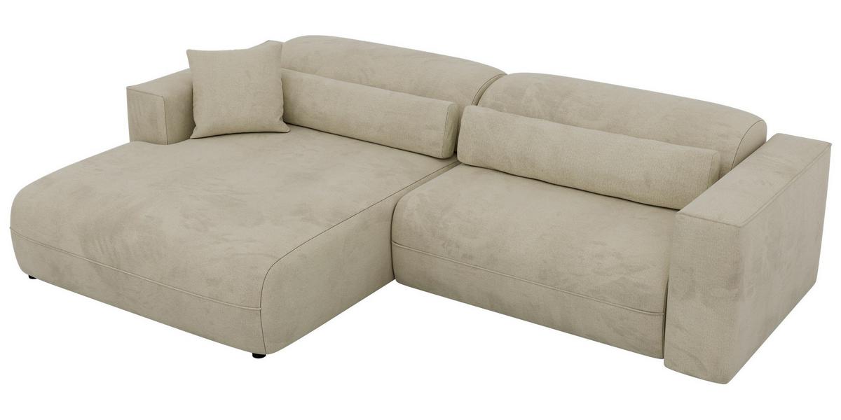 ECKSOFA PAZURRO L - Beige Velvet - Links Seite - Beige/Schwarz, Kunststoff/Textil (288/180cm) - MKS