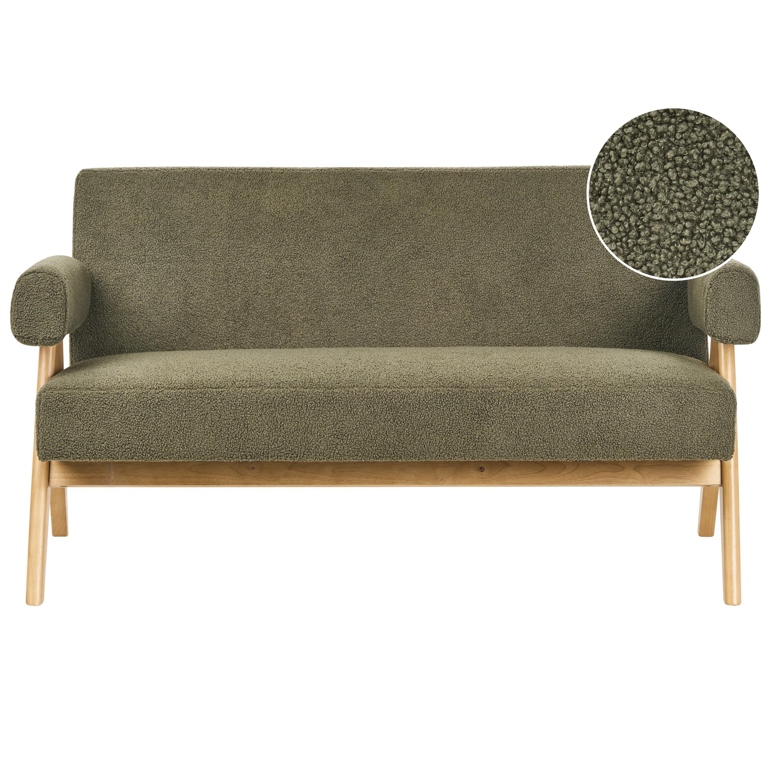2-SITZER-SOFA Bouclé Grün/Hellbraun Tamre - Braun/Grün, Textil (148/79/78cm) - Beliani