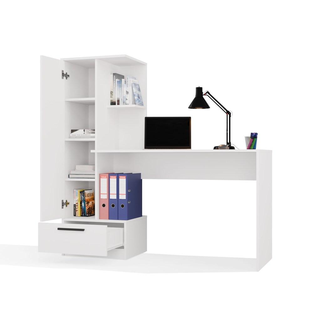 SCHREIBTISCH Weiß 143/140/50 - Weiß, Holzwerkstoff (90/50/140cm) - RAUMHIRSCH FURNITURE