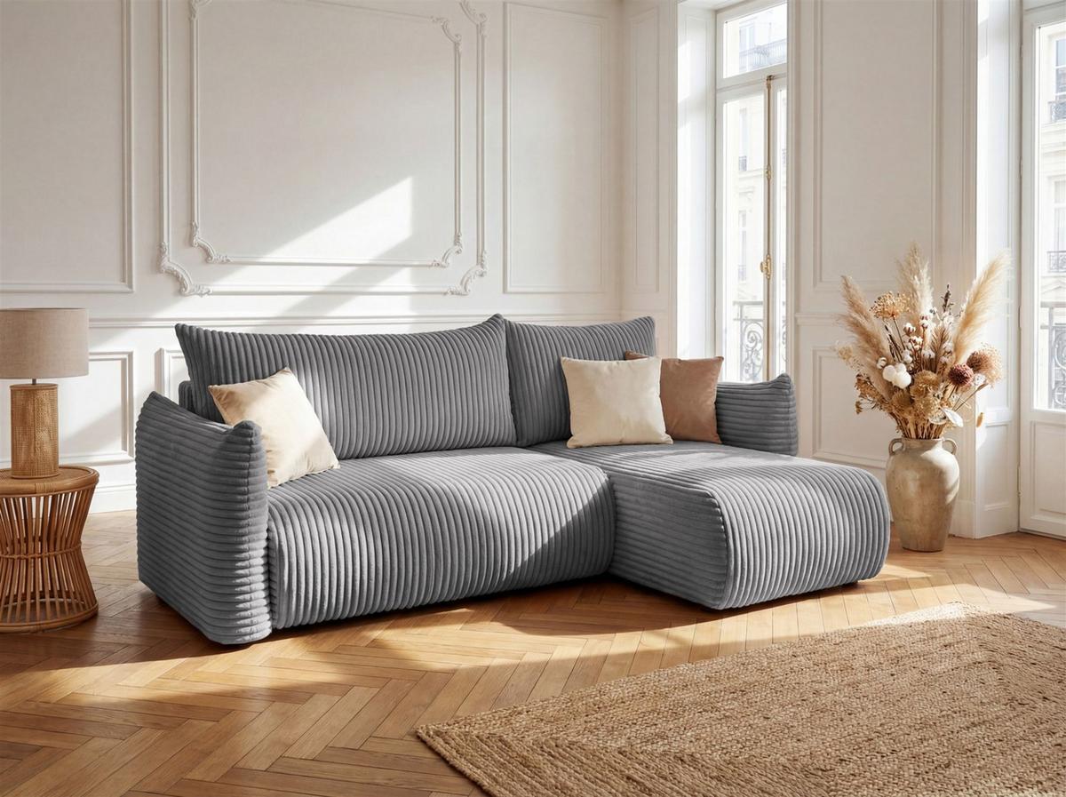 ECKSOFA Mailand Xs Mit Schlaffunktion - Dunkelgrau, Holzwerkstoff/Textil (226/154cm) - Fun Möbel