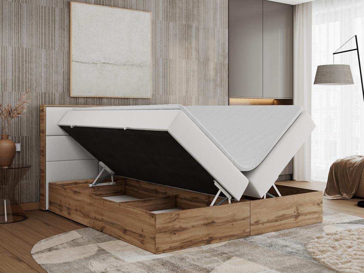 BOXBETT ALBERO 2 - 140/200 Weiß Kunstleder - H4 - Weiß, Holz/Textil (140/200cm) - MKS