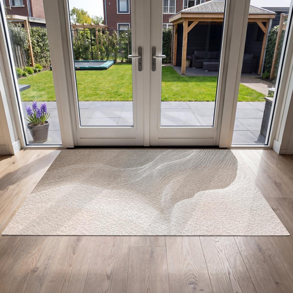 FUSSMATTE Wellenlinien - Luftströme - Harmonisch Schmutzfänger 180x120 cm - Beige, Kunststoff (180/0.4cm) - MuchoWow