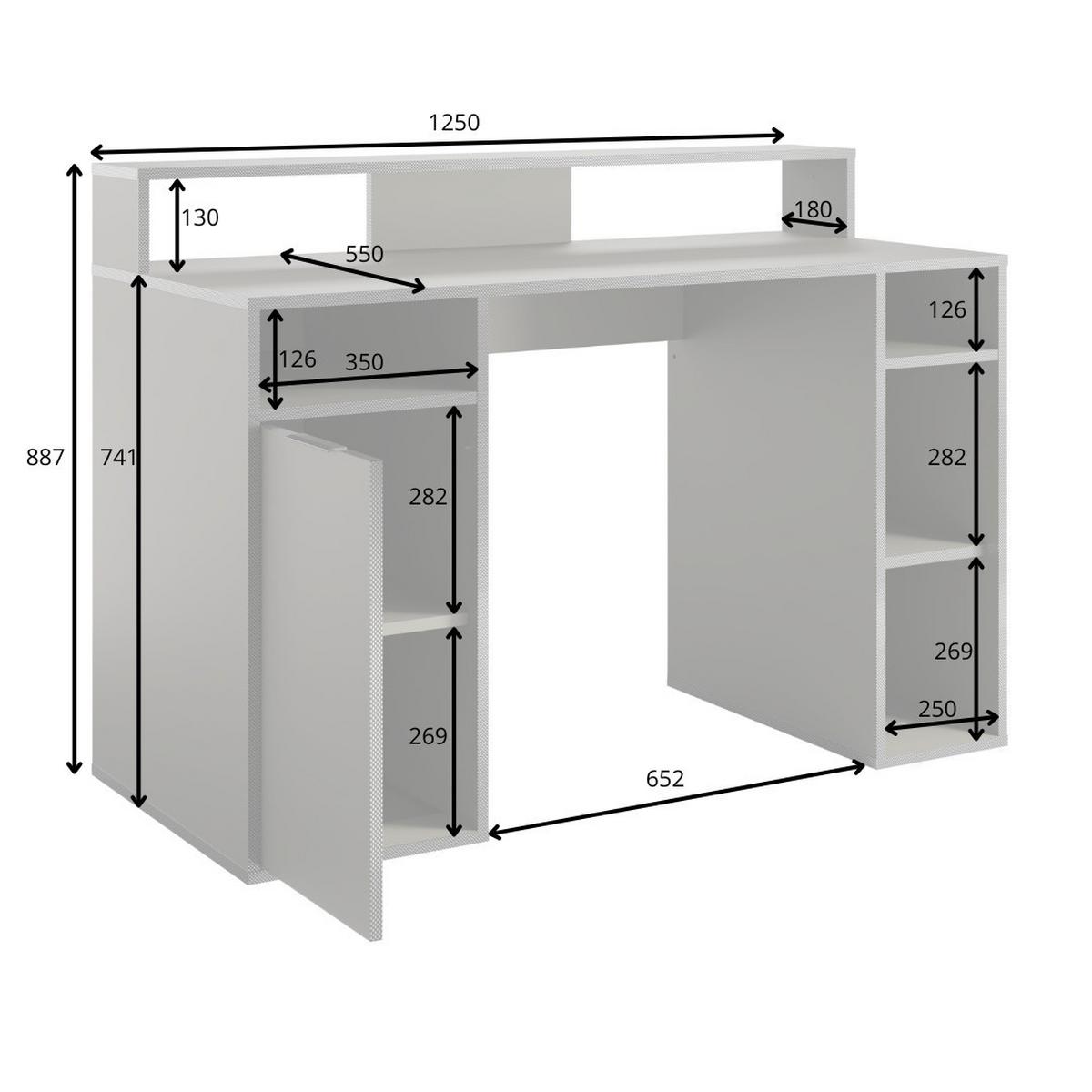 SCHREIBTISCH OBSIDIAN 125x55x88,7 cm Bürotisch Computertisch, Graphitfarben - Graphitfarben, Holzwerkstoff (55/125/88.7cm) - MASSENO