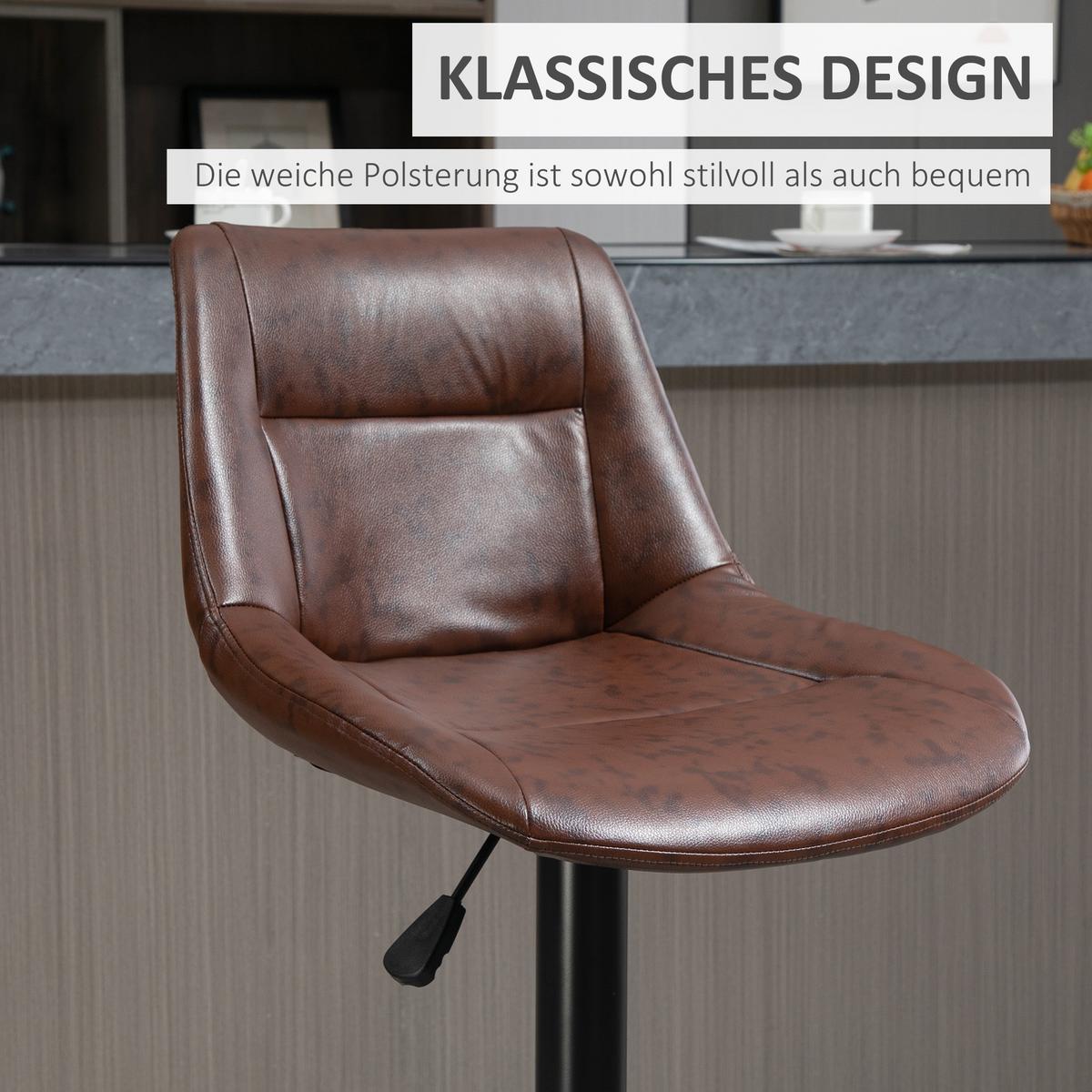 BARHOCKER, Kunstleder, Stahl, Braun - Braun, Kunststoff (50/108/46.5cm) - HOMCOM