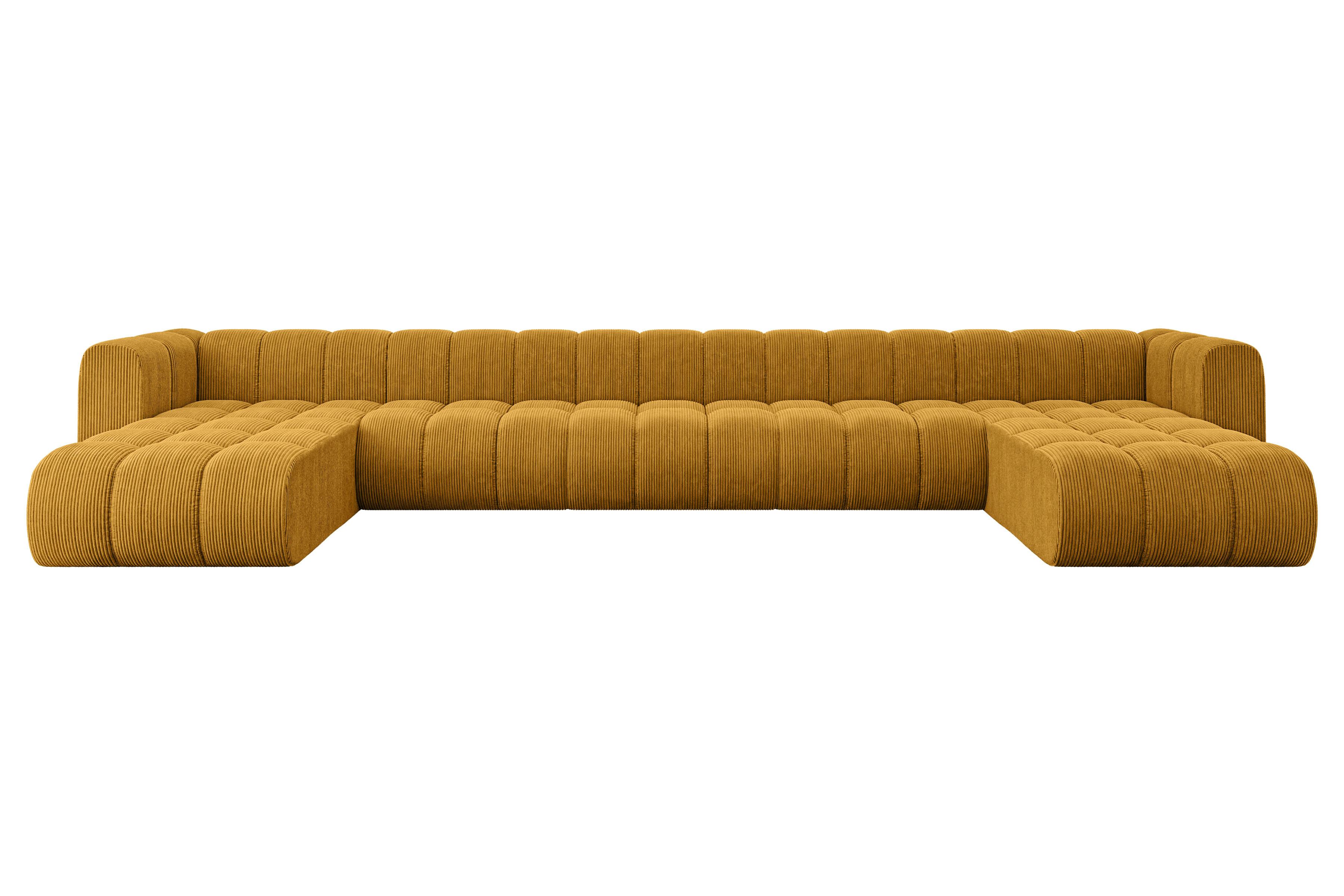 WOHNLANDSCHAFT modulares Sofa Joren-U3 - 501x177x70 cm Senfgelb - Currygelb, Holzwerkstoff/Textil (501/70/177cm) - ALTDECOR