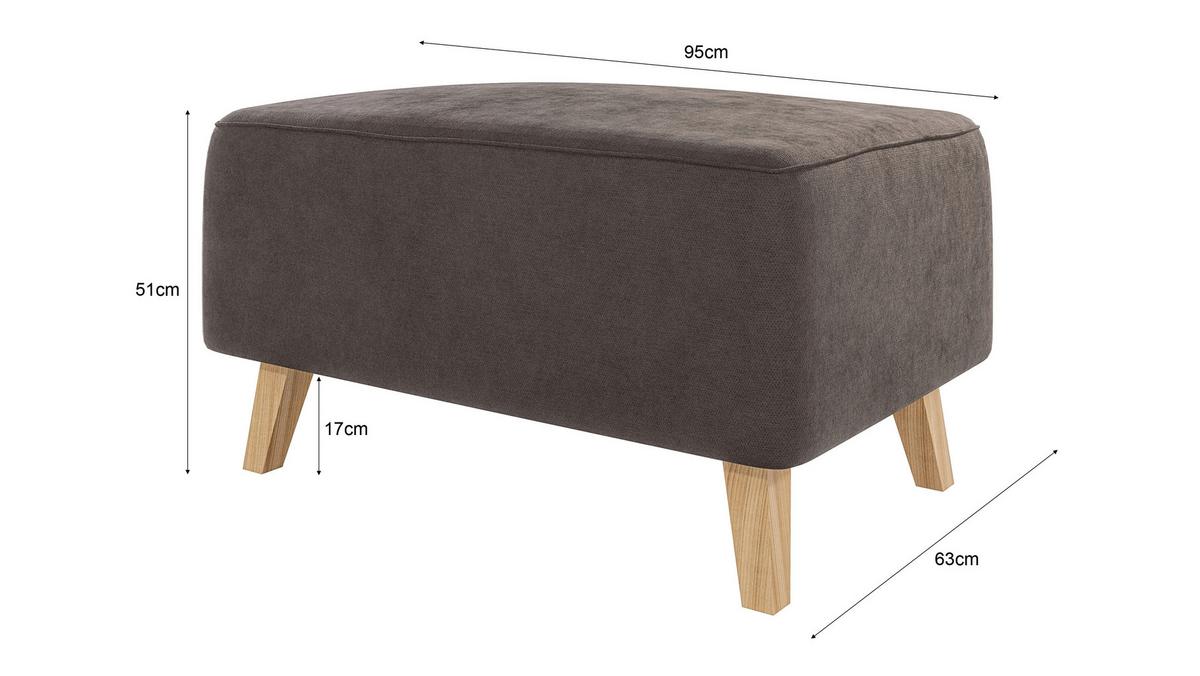 HOCKER Mario Braun - Khaki Microfaser - Braun/Naturfarben, Buchenholz/Textil (95/51/63cm) - S-Style Möbel