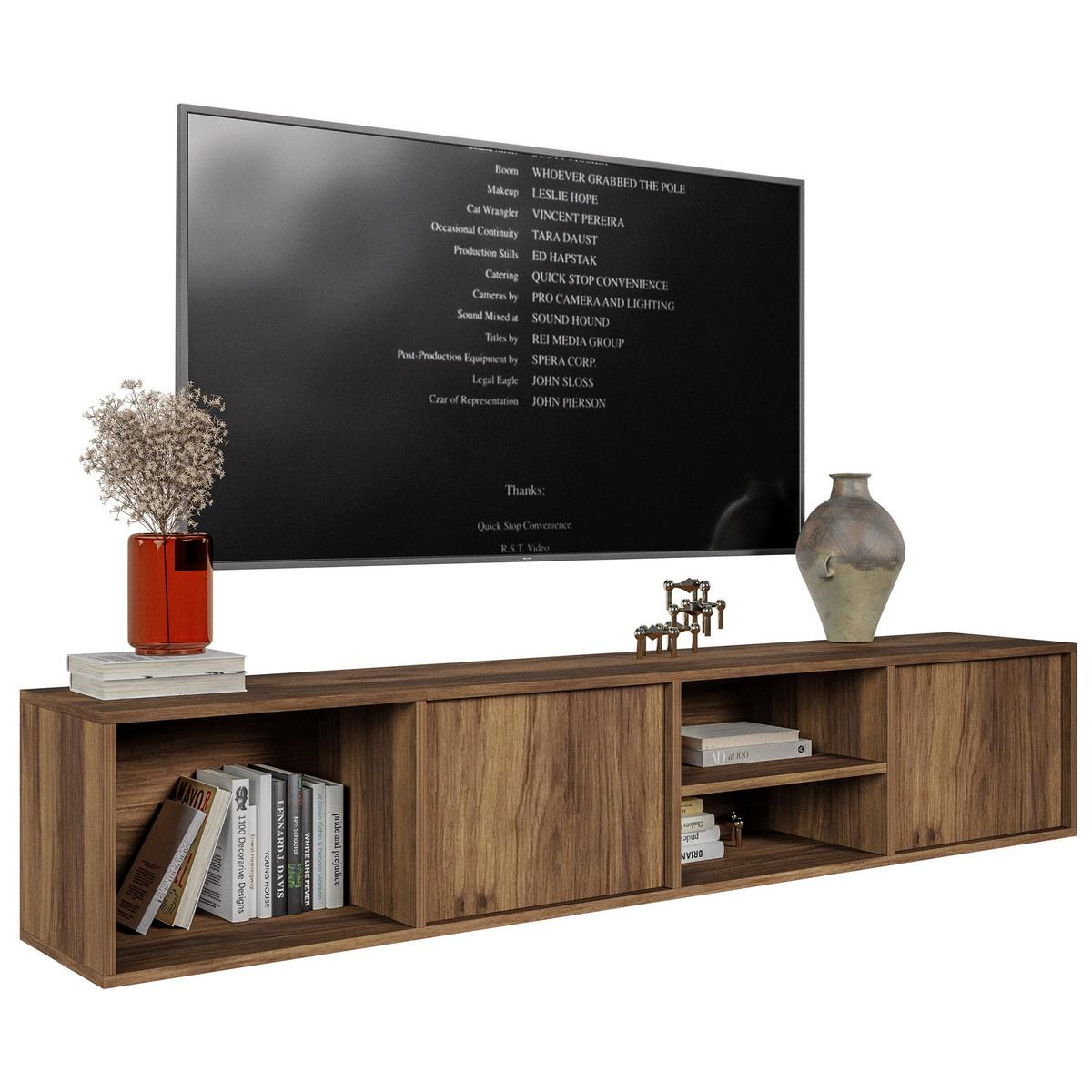 TV-HÄNGEBOARD Sanva WARMIA WALNUSS 200 CM - Dunkelbraun, Holzwerkstoff (200/40/35cm) - Selsey