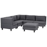 ECKFSOFA Modul 5-Sitzer rechtsseitig Dunkelgrau Stoff mit Ottomane Unstad - Dunkelgrau/Grau, Textil (228/228cm) - Beliani