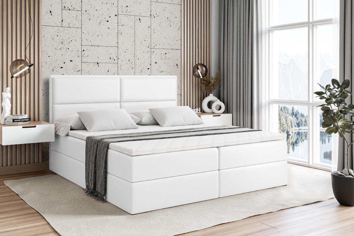 BOXBETT mit Matratze H4 und Lattenrost - AURA - 140x200 - H4 - Weiß Hochglanz - Weiß Hochglanz, Holzwerkstoff (140/200cm) - ALTDECOR