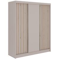 SCHWEBETÜRENSCHRANK mit Lamellen und Schubladen LUMOS - 180 - Kaschmir und Eiche Artisan - Kaschmir/Alufarben, Holzwerkstoff/Metall (180/216/61cm) - MKS