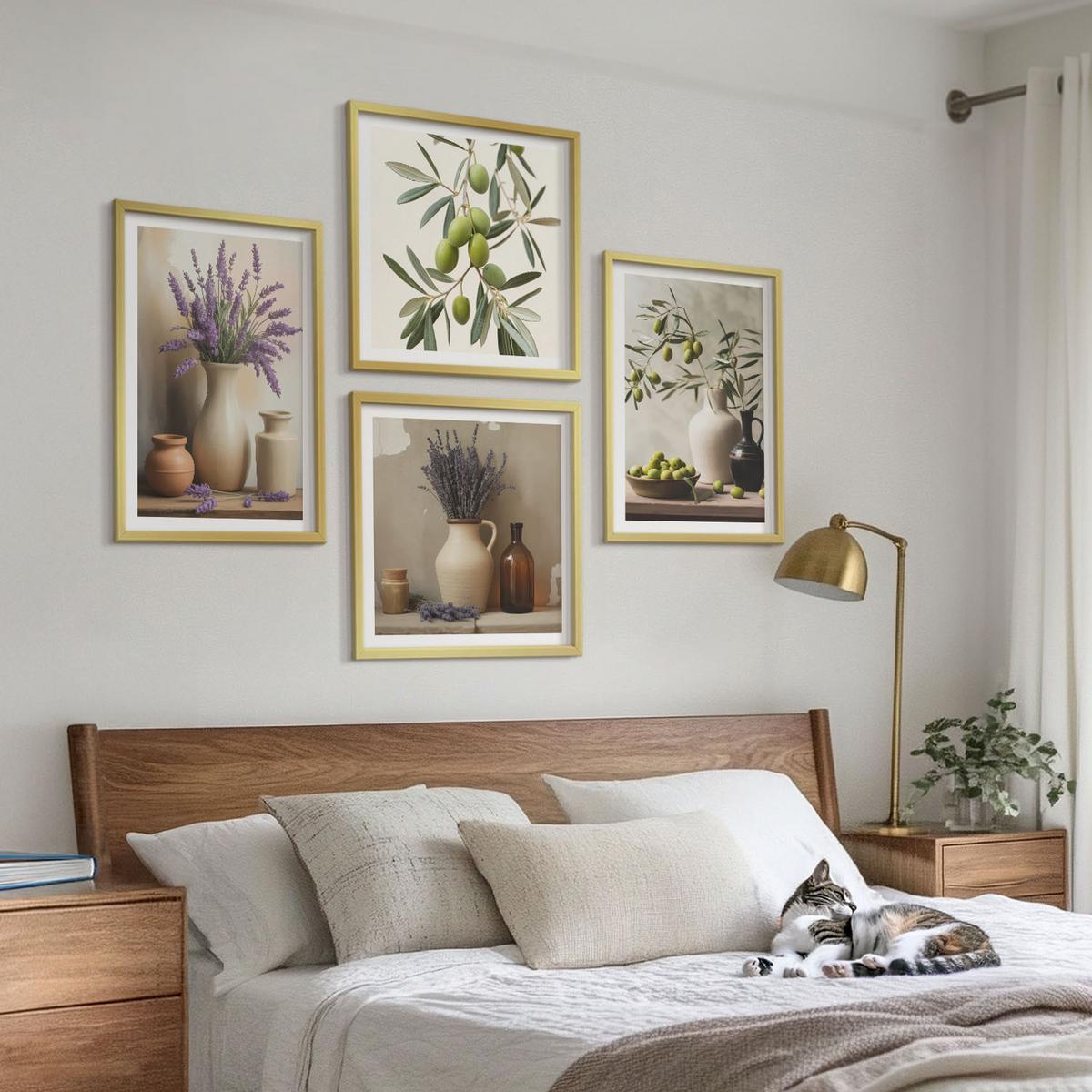 BILDER SET 4er Set - 50x50 cm & 40x60 cm Goldrahmen - Blumen in Vasen als Dekoration - Goldfarben, Kunststoff (50/50cm) - TULUP