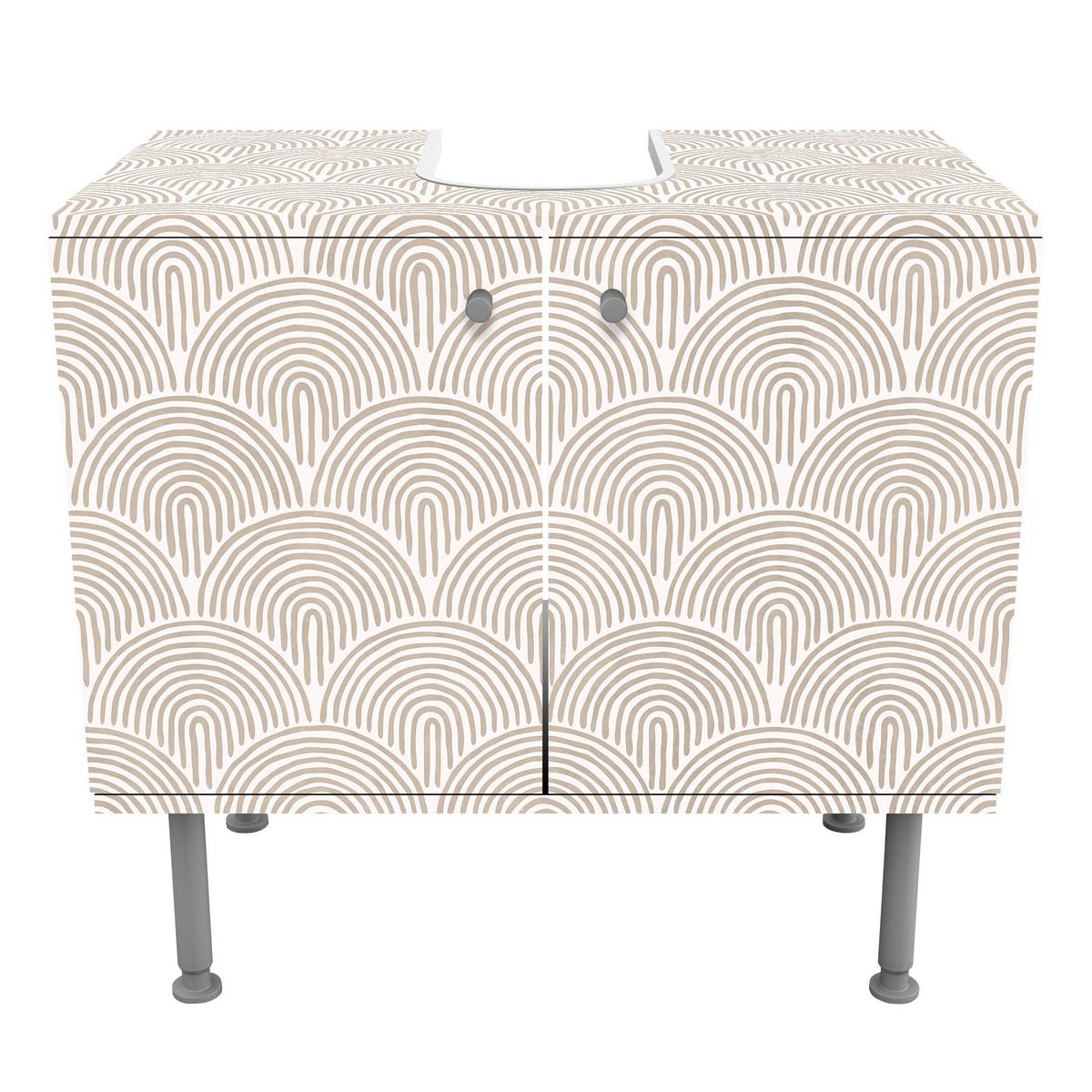 WASCHBECKENUNTERSCHRANK Boho Bogen Muster Beige 60/55/35 cm - Beige, Holzwerkstoff (60/55/35cm) - Bilderwelten