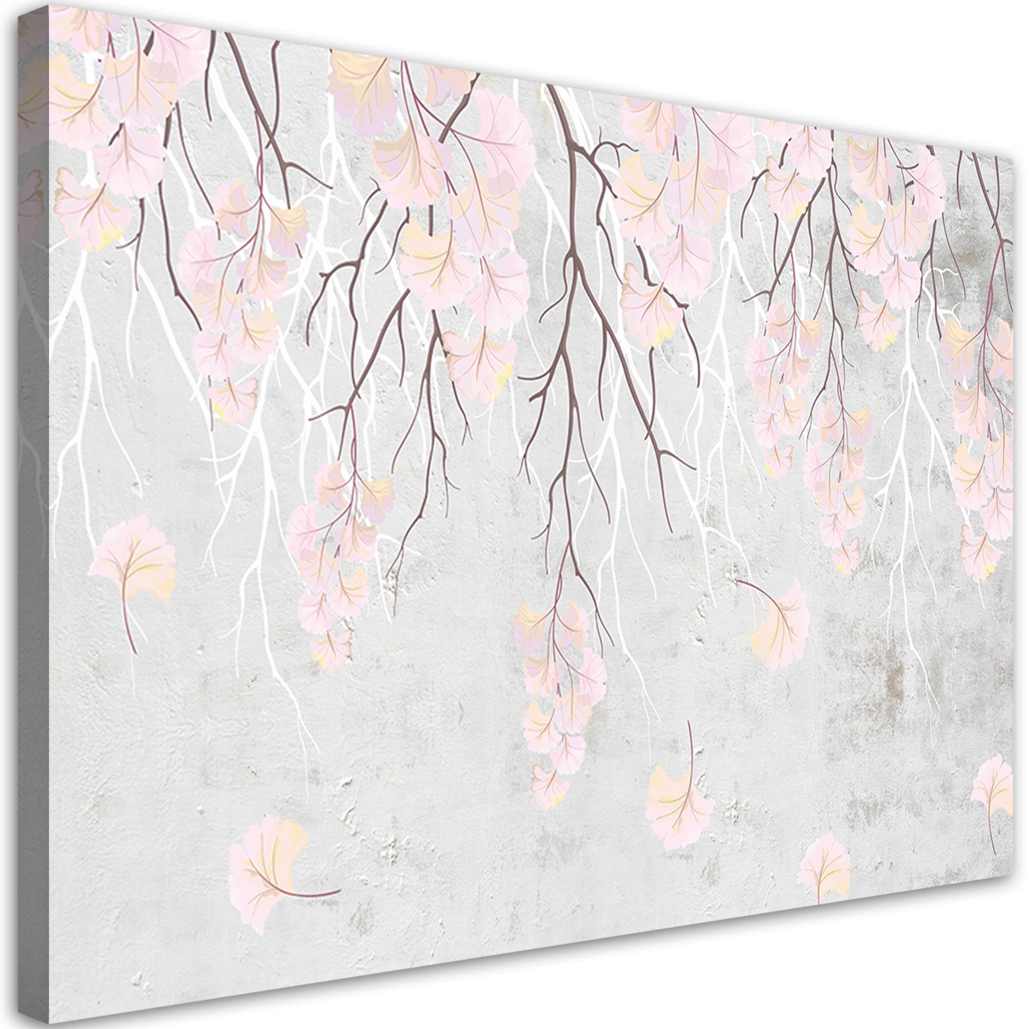 WANDBILD fallende blätter - Pink, Textil (60/40cm) - Feeby