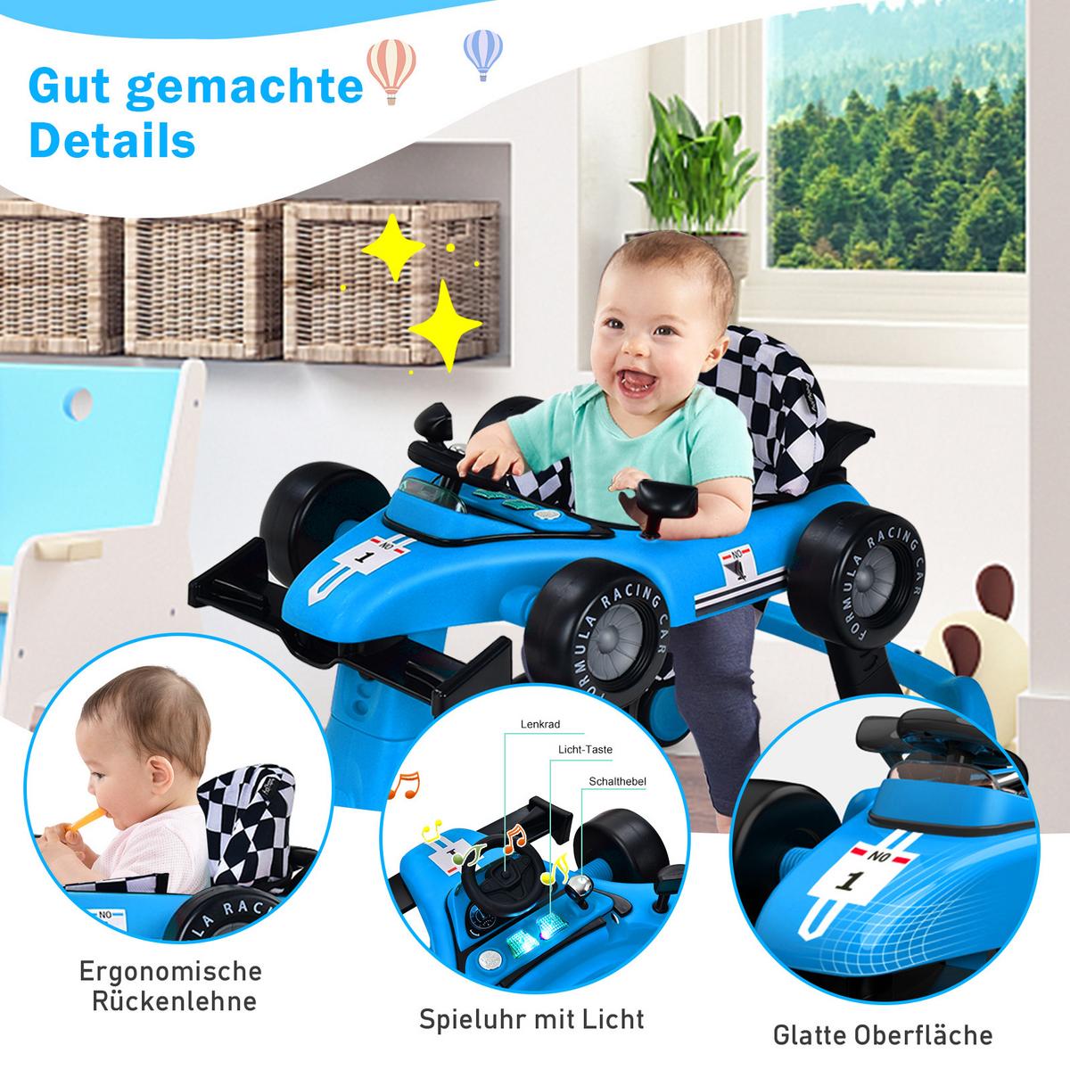 LAUFLERNWAGEN Klappbar Blau - Blau, Kunststoff (76/56/64cm) - COSTWAY