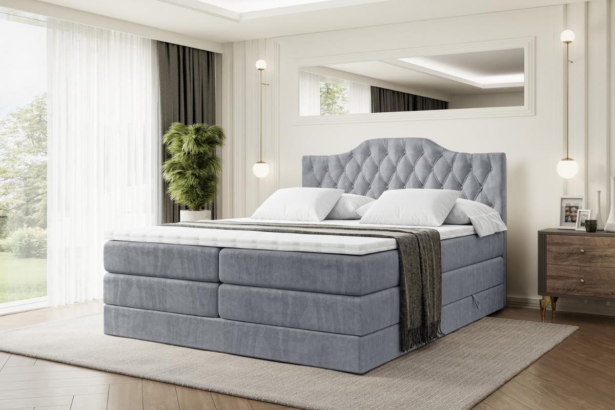 BOXSPRINGBETT VILA-1 KING - 120x200 - H3/H4 - Grau - Grau, Holzwerkstoff (120/200cm) - ALTDECOR