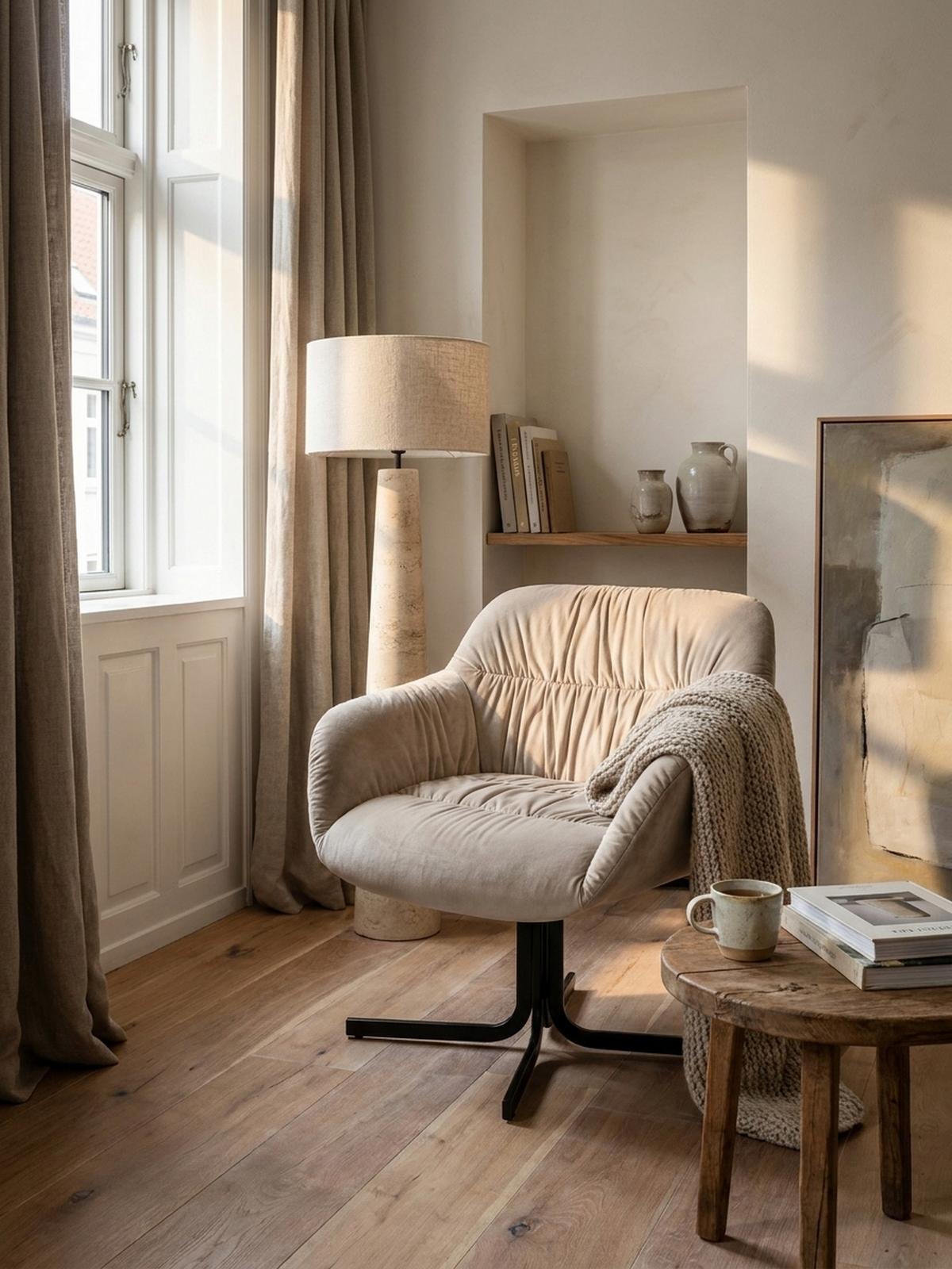 LOUNGESESSEL Samt mit Armlehnen und Metallgestell, gepolsterter Schalensitz, Beige 64x68x74 cm - Beige/Schwarz, Textil/Metall (64/74/68cm) - KADIMA DESIGN