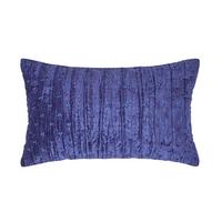 KISSENHÜLLE Pannesamt bestickt 30/50 cm - Dunkelblau, Textil (30/50cm) - Homescapes