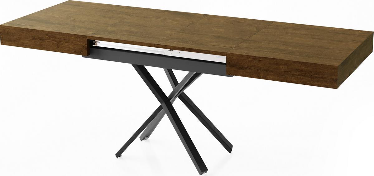 COUCHTISCH Cavetta X höhenverstellbar ausziehbar, Lefkas Eiche 120-200/80/27-76 cm - Alteiche/Schwarz, Holzwerkstoff/Metall (80/120/76cm) - WFL GROUP