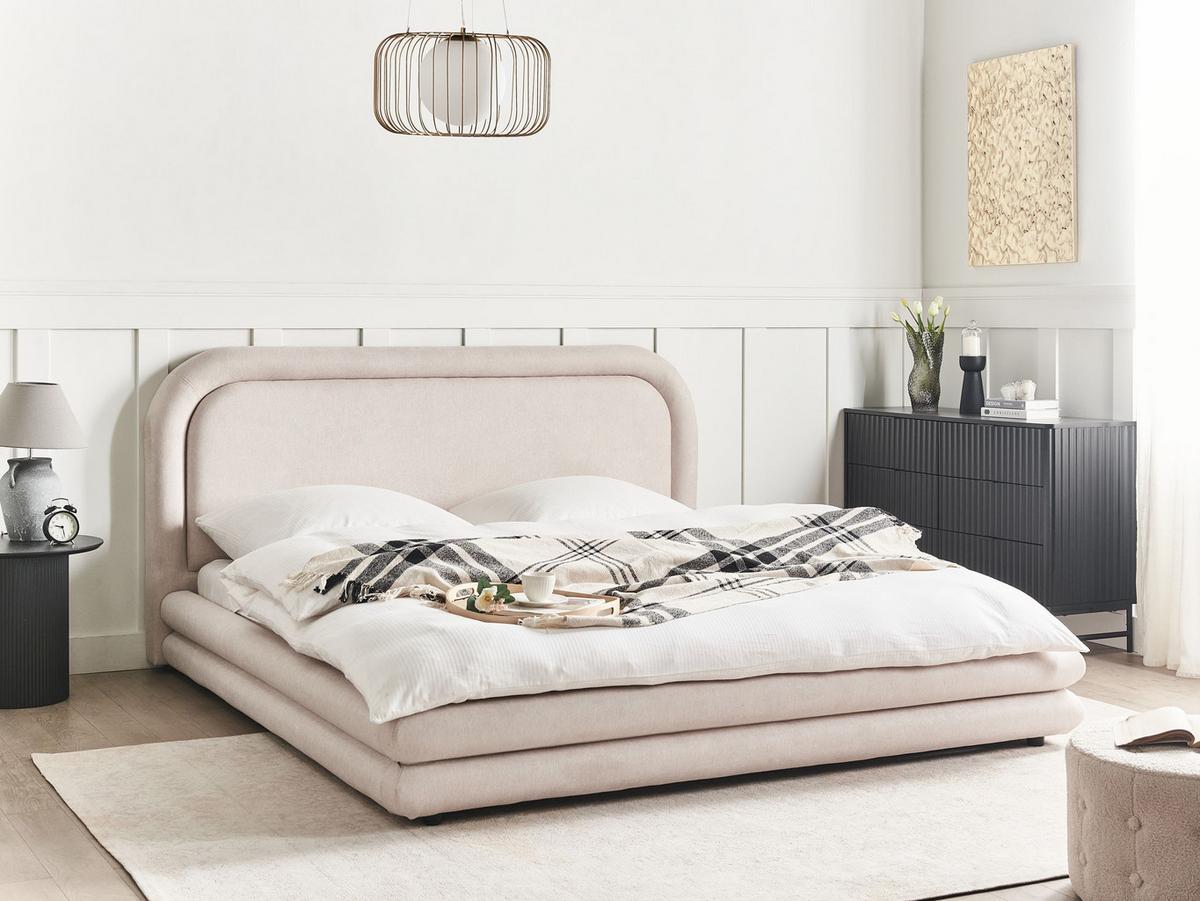 POLSTERBETT mit Lattenrost 180x200 cm Beige Lavardens - Beige, Textil (180/200cm) - Beliani