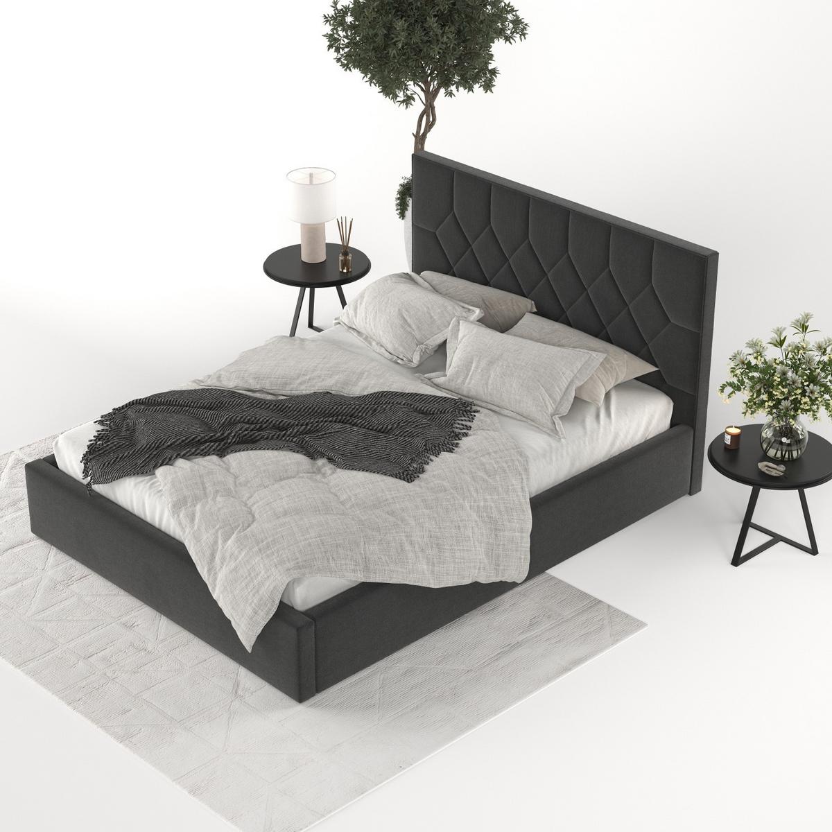 POLSTERBETT Brisa 160/200 cm Schwarz im Asti Stoff - Schwarz/Naturfarben, Holz/Holzwerkstoff (160/200cm) - AltaBeds