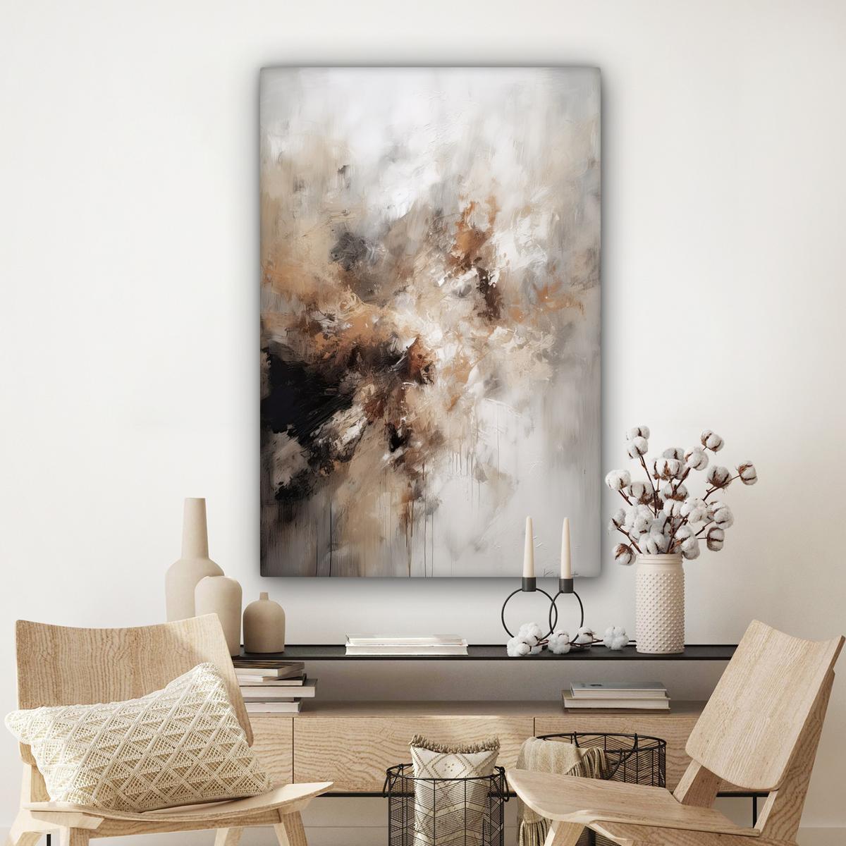 LEINWANDBILD Farbe - Abstrakt - Beige - Kunst Deko XXL 80x120 cm - Greige, Textil (80/120cm) - MuchoWow